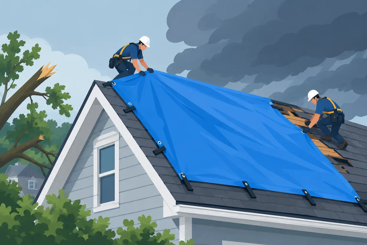 Emergency Roof Tarping After Storm Damage