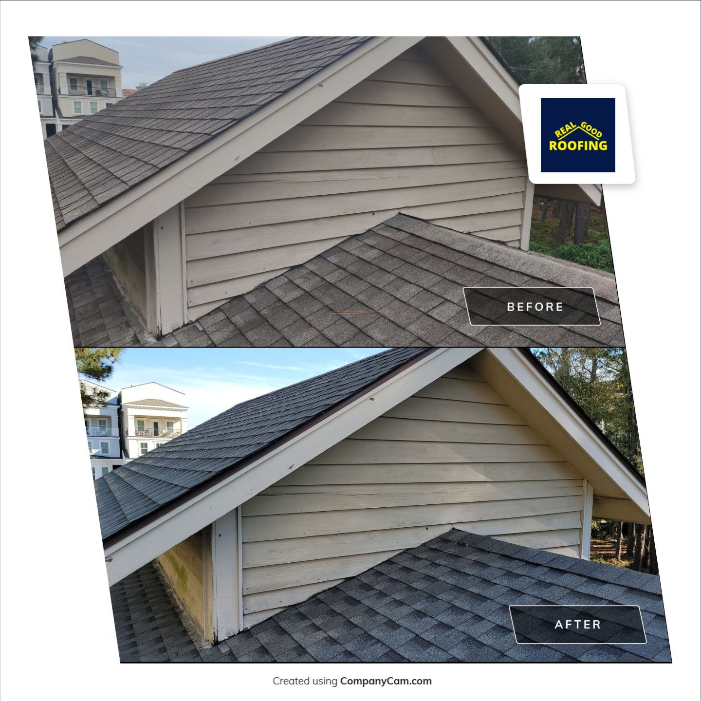 Roof before and after - Real Good Roofing, serving Springfield