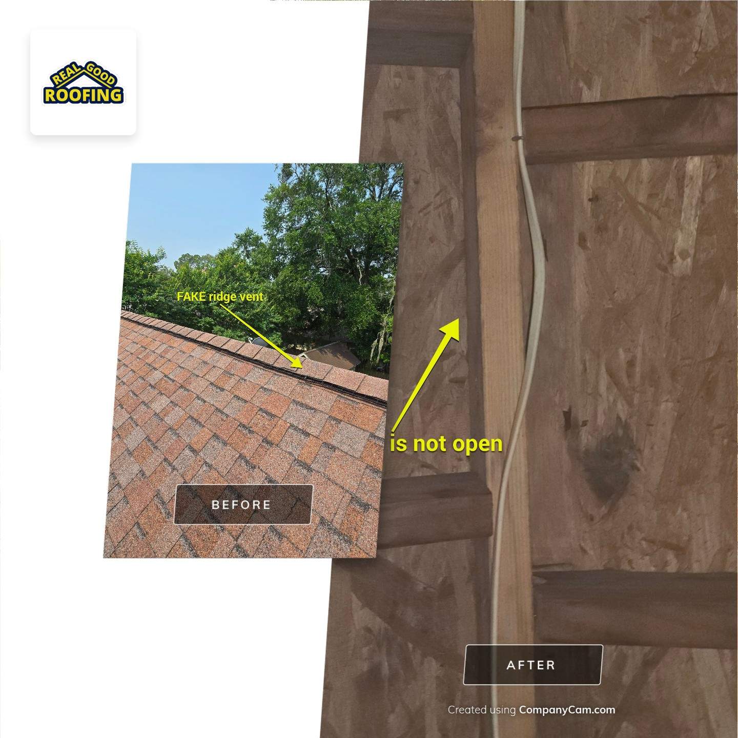 Roof before and after - Real Good Roofing, serving Pooler