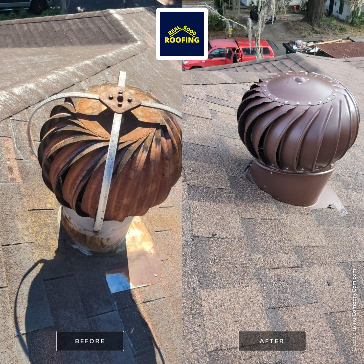 Roof before and after - Real Good Roofing, serving Rincon