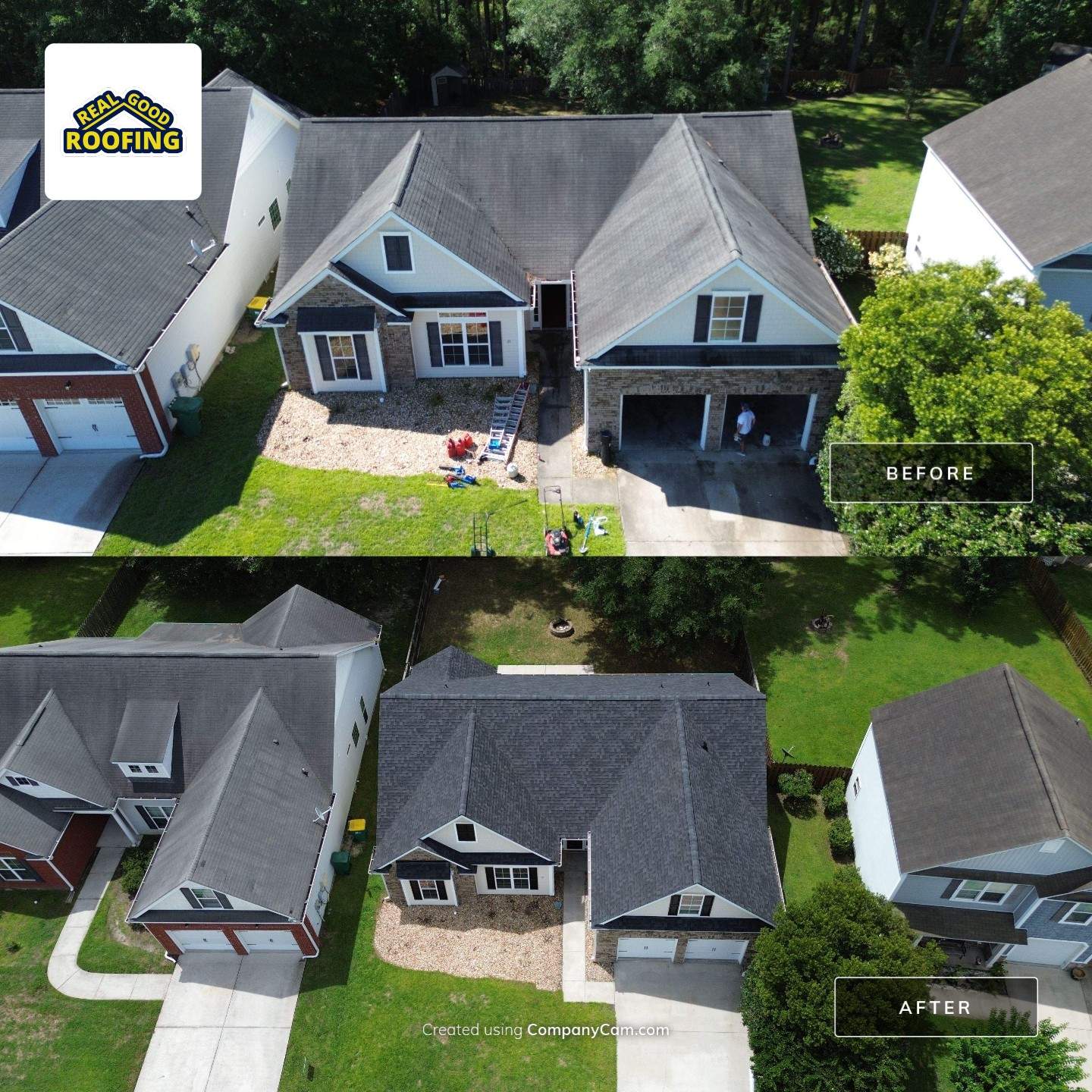 Roof before and after - Real Good Roofing, serving Guyton