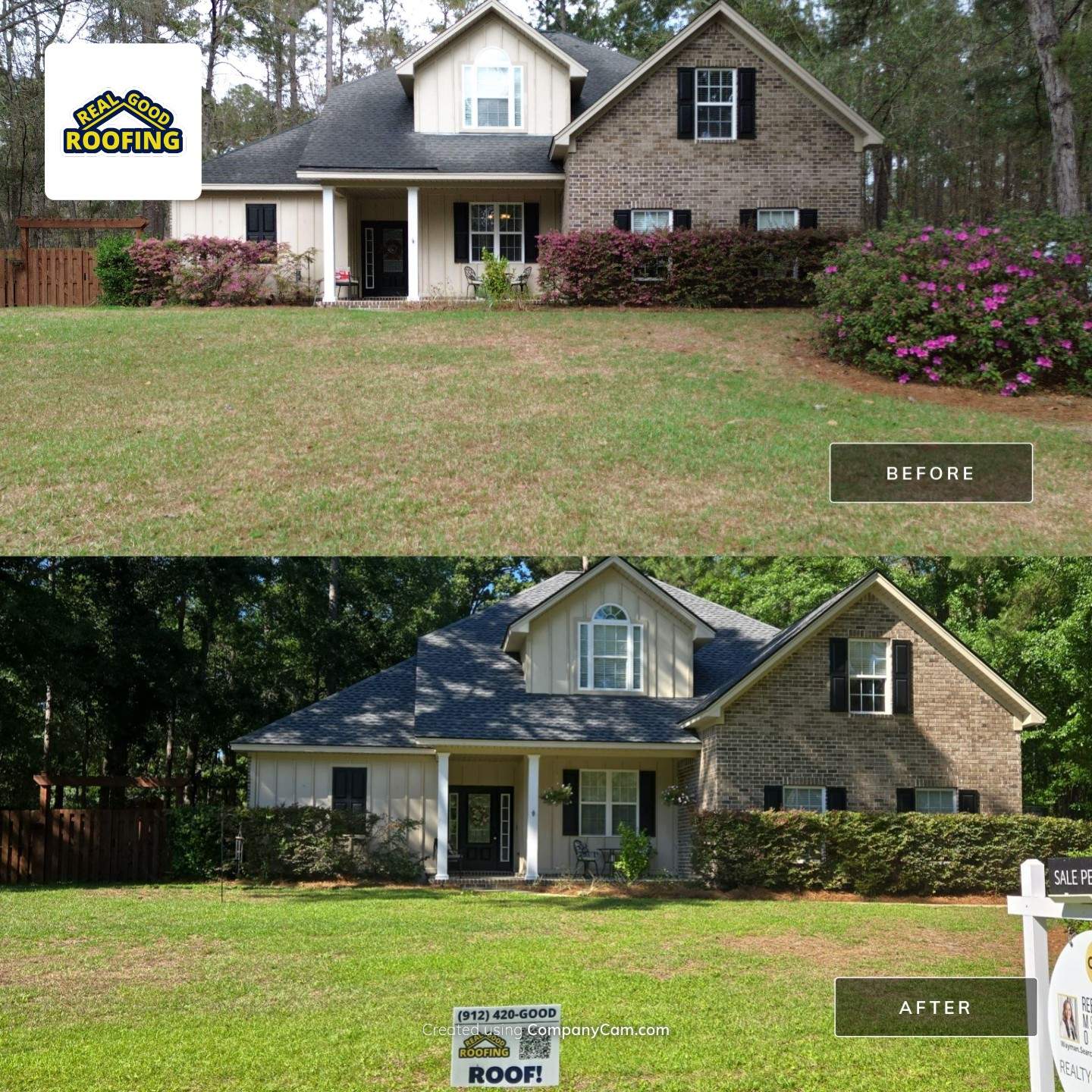 Roof before and after - Real Good Roofing, serving Springfield