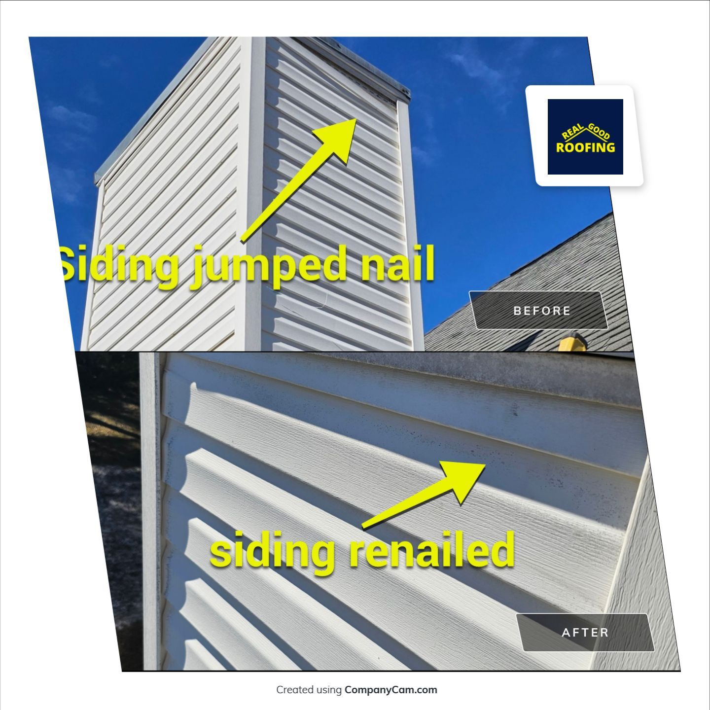 Siding Installation before and after - Real Good Roofing