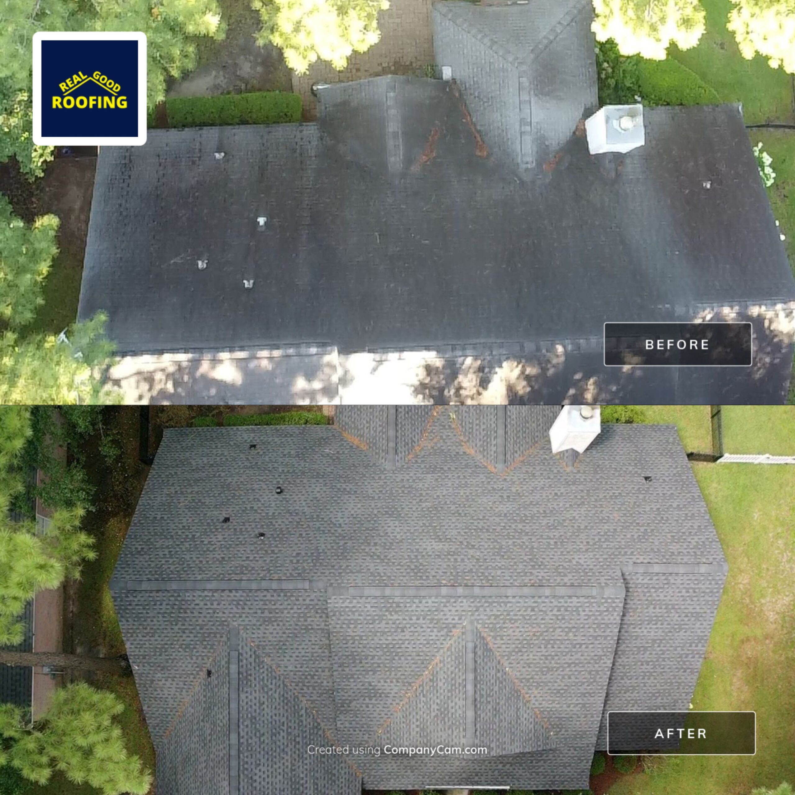 Roof before and after - Real Good Roofing, serving Springfield