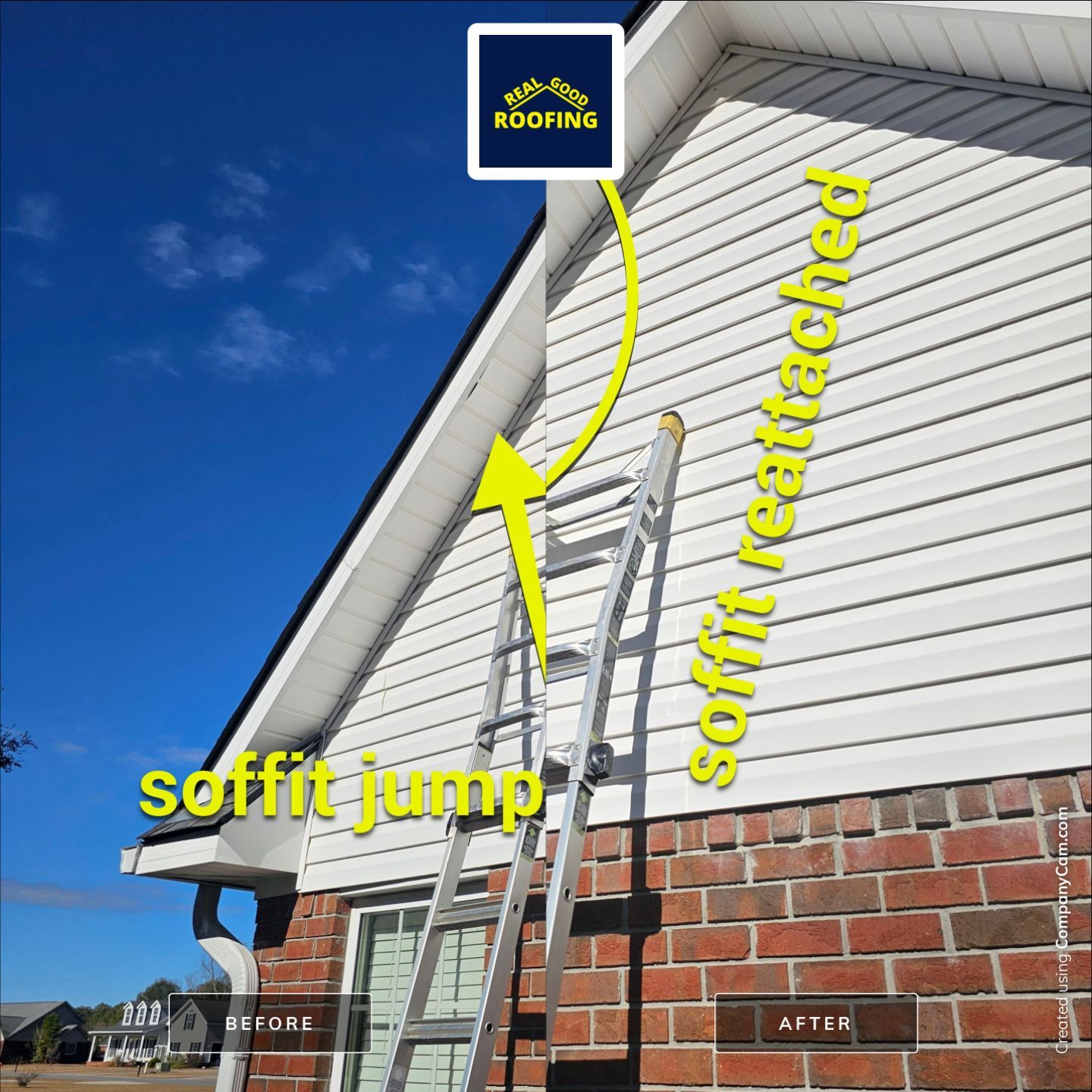 Trim Work before and after - Real Good Roofing
